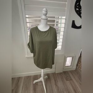 Casual Olive Short Sleeve Women's Tee